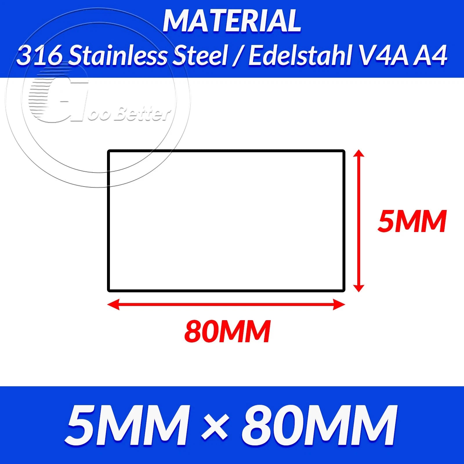 316 A4 Stainless Steel Flat Bar Metal Plate Strip Width 10MM-80MM Length 500MM