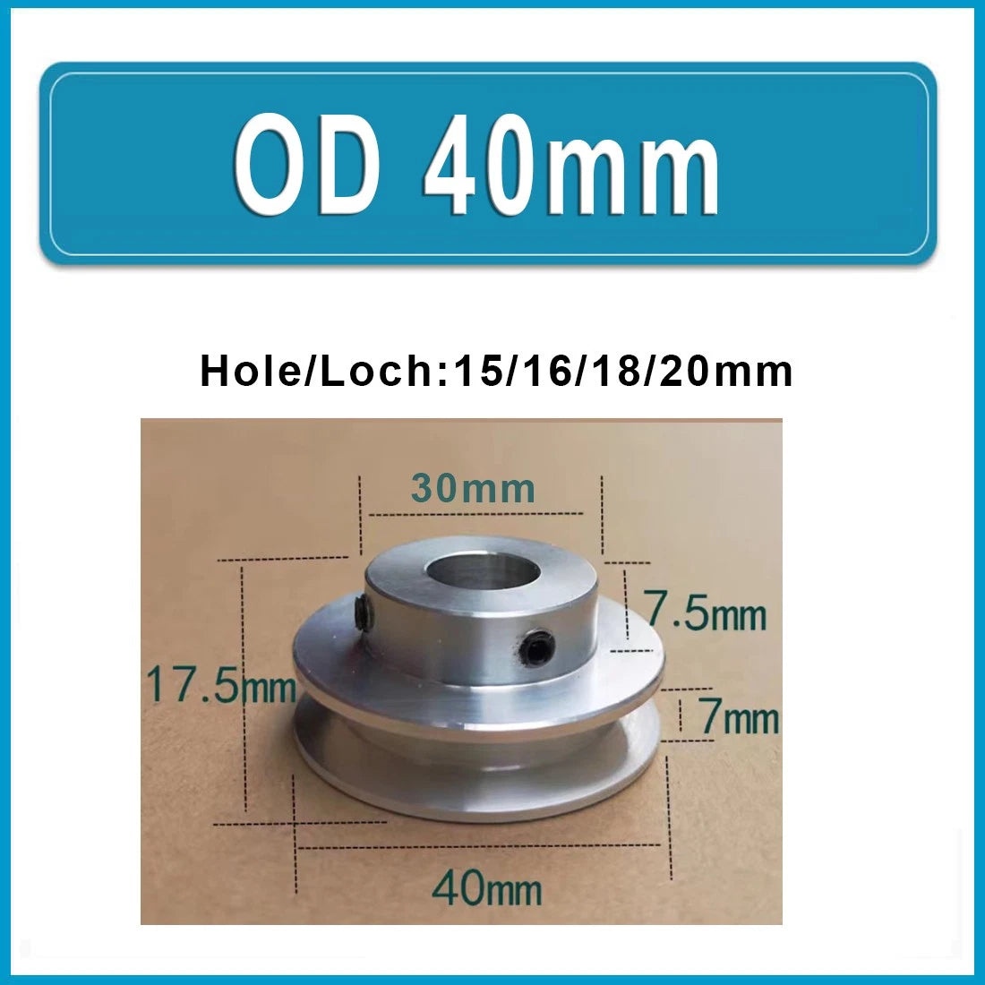 Aluminum V Grooved Pulley O Round Belt Pulleys For 6mm Width Belt OD 20mm-80mm