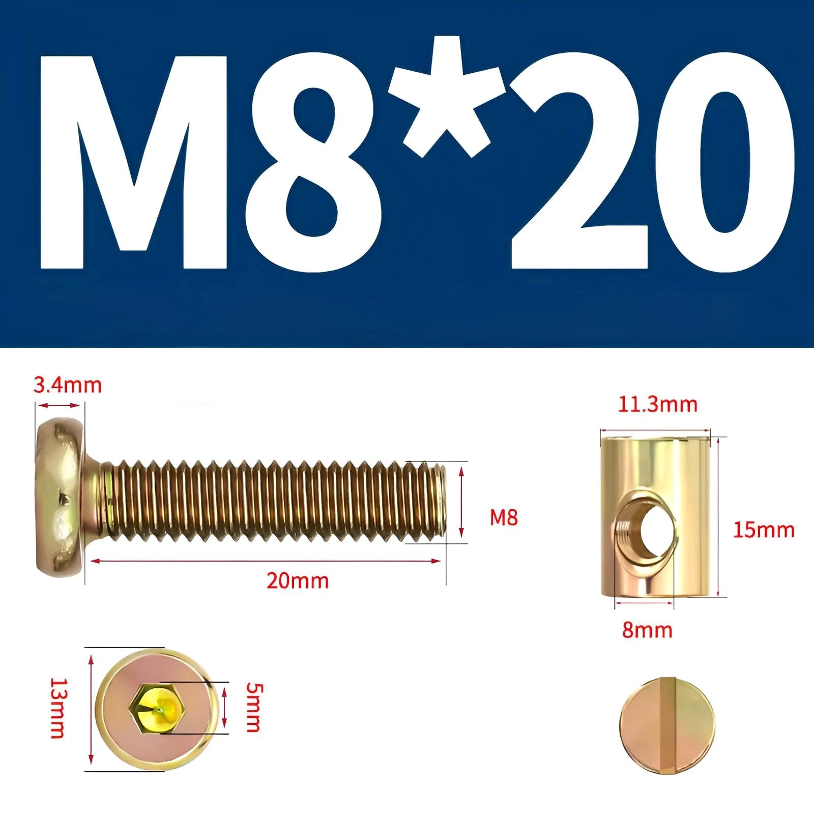 M6 M8 Galvanised Furniture Connecting Bolts with Barrel Nuts | Slotted & Phillips | 8mm–120mm