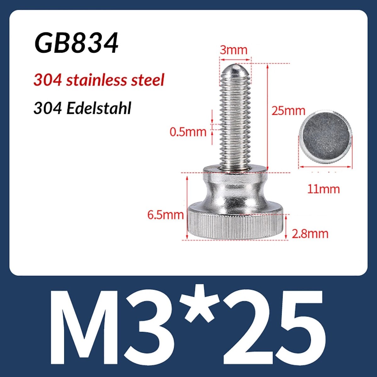 A2 Stainless Steel Knurled Thumb Screws – M2 to M10, Hand Turn Knob Bolts, 4 - 60mm Lengths - HomeDIYer