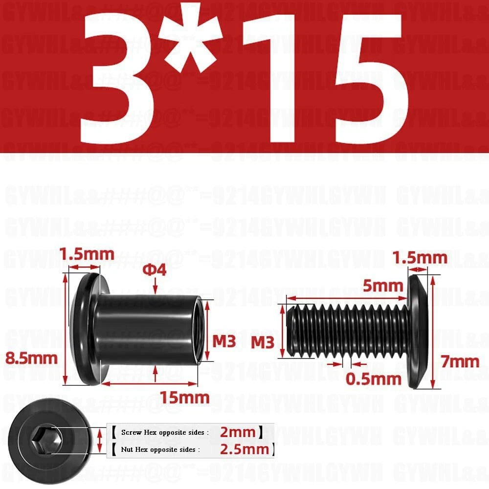 Metric Furniture Connector Bolts with End Cap Nuts — Stainless Steel M2 to M10