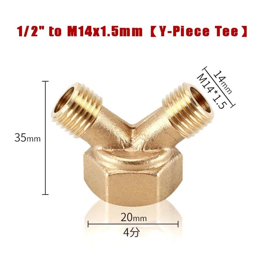 M14x1.5mm & M22x1.5mm Brass Pipe Fittings — Straight, Elbow, Tee, Cross, Coupler Adapters
