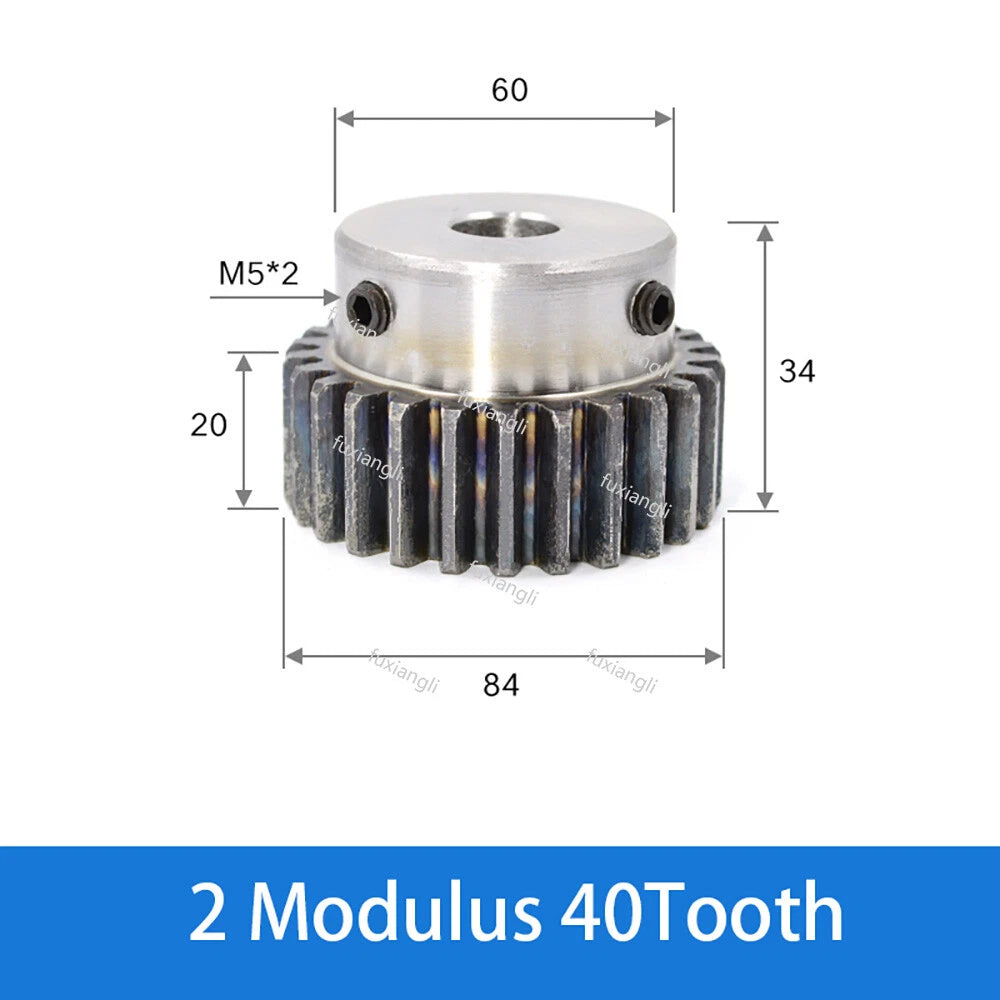 2 Mod 12-40Tooth Spur Gears pitch 6.28mm 45# Steel With Keyway Pinion Motor Gear