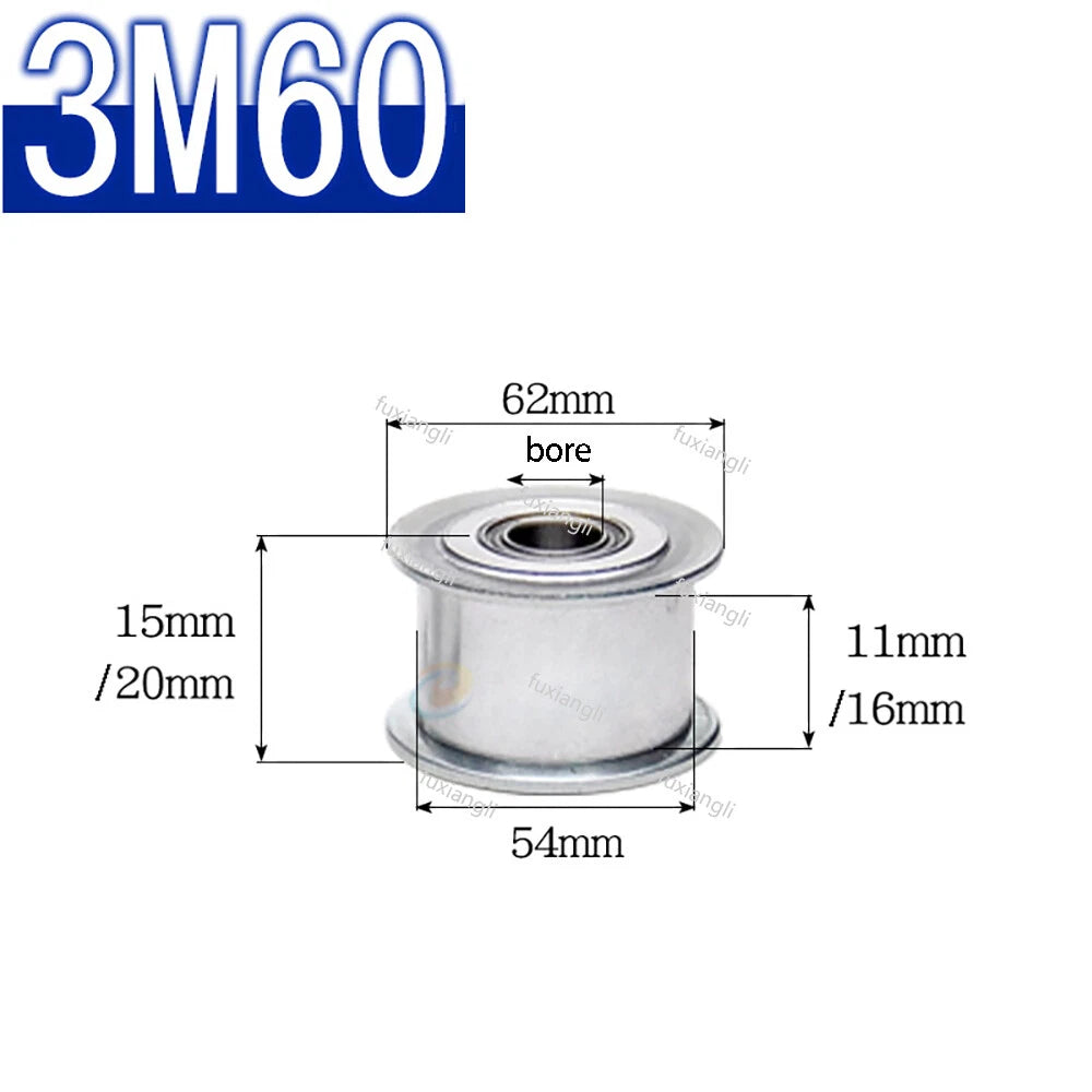 HTD-3M Timing Belt Idler Pulley Smooth Tooth/Toothed Tensioner Pulley Width 11mm