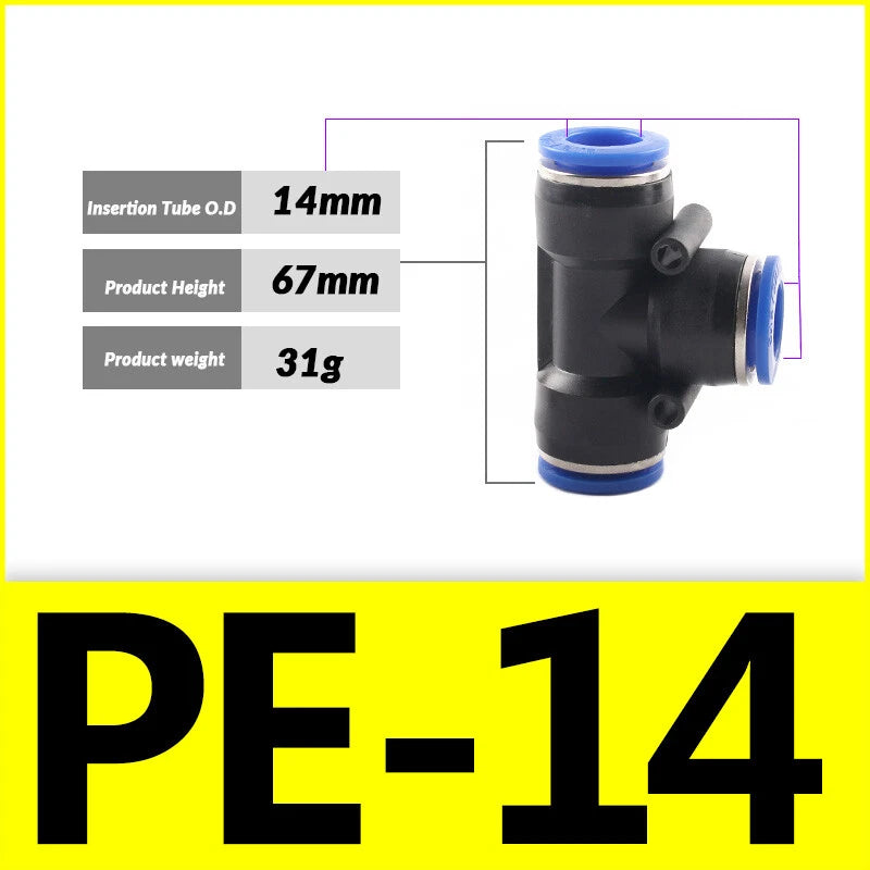 Pneumatic Push-In Fittings — PG / PU / PE Air & Water Hose Connectors, 4mm–16mm