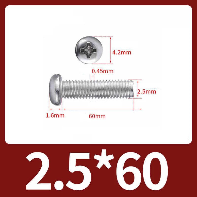 M2.5 Pozi Pan Head Machine Screws A2 Stainless Steel — Multiple Lengths - HomeDIYer