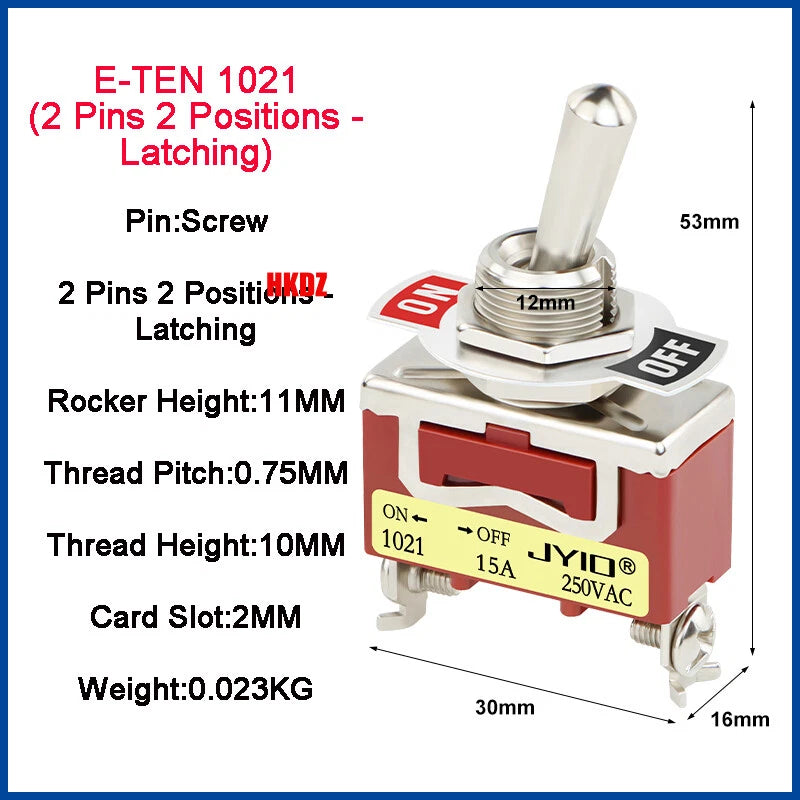 Heavy Duty Toggle Switch — 2/3 Position SPST DPDT, BEM & E-TEN Series, Pin or Screw Terminal
