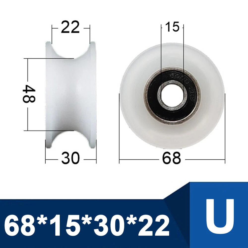 OD 30-85mm Nylon Pulley Wheel with Ball Bearing U/V/H Groove for Door and Window