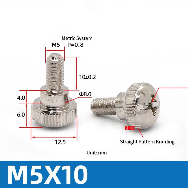 M3~M6 Phillips Carbon Steel Step Knurled Thumb Screws | Hand Grip Knob Bolts - HomeDIYer
