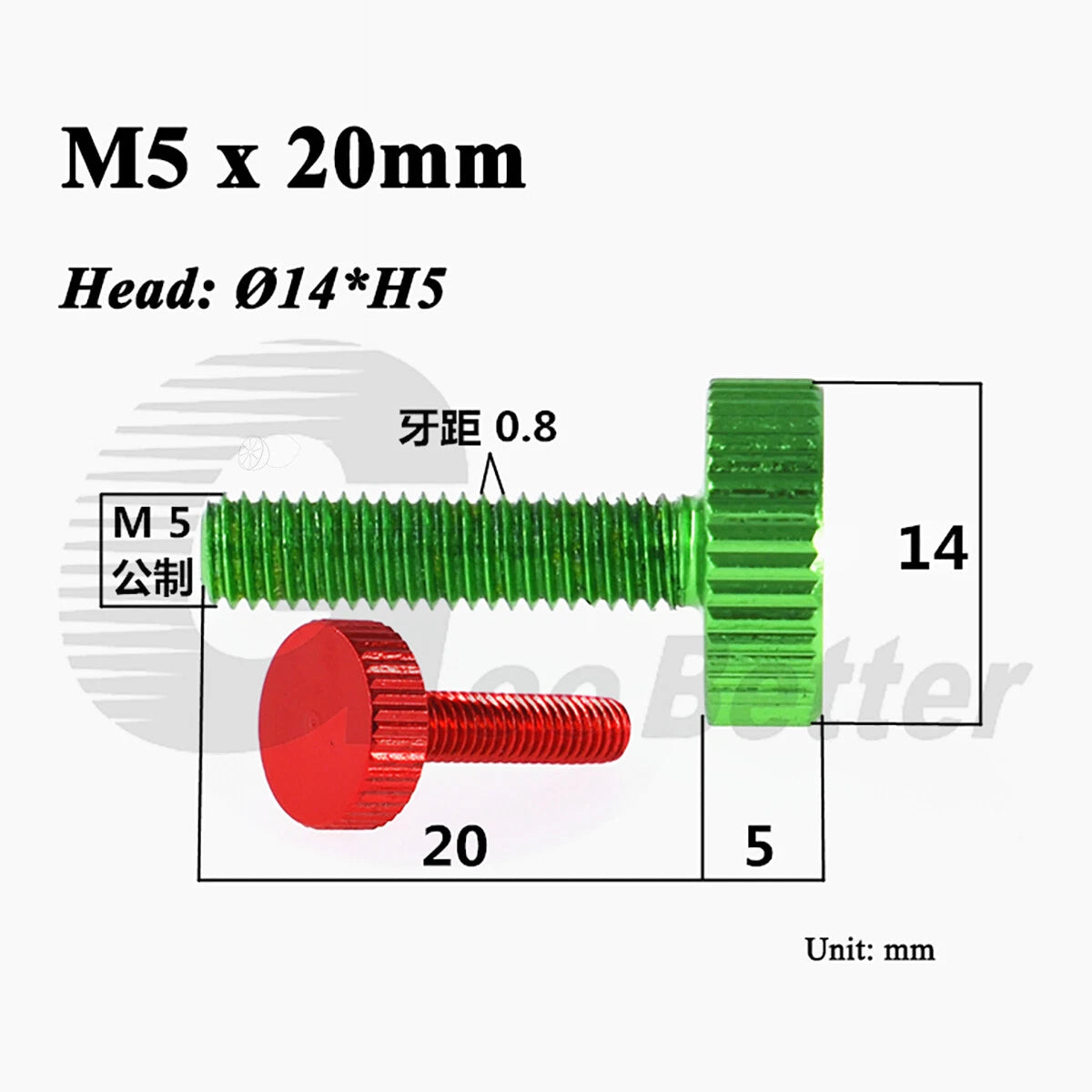 Aluminum Knurled Thumb Screws – M2 to M6 Flat Head Hand Grip Bolts, 10 Colors