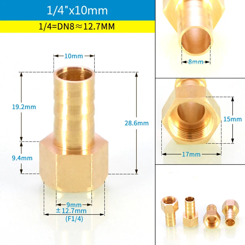 BSP Male & Female Thread Barb Hose Tail Connector — Air Fuel Water
