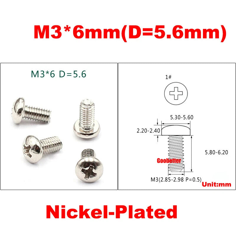 M3 Phillips Pan Head Machine Screws – 3mm to 43mm, Multiple Coatings (100–500 PCS)