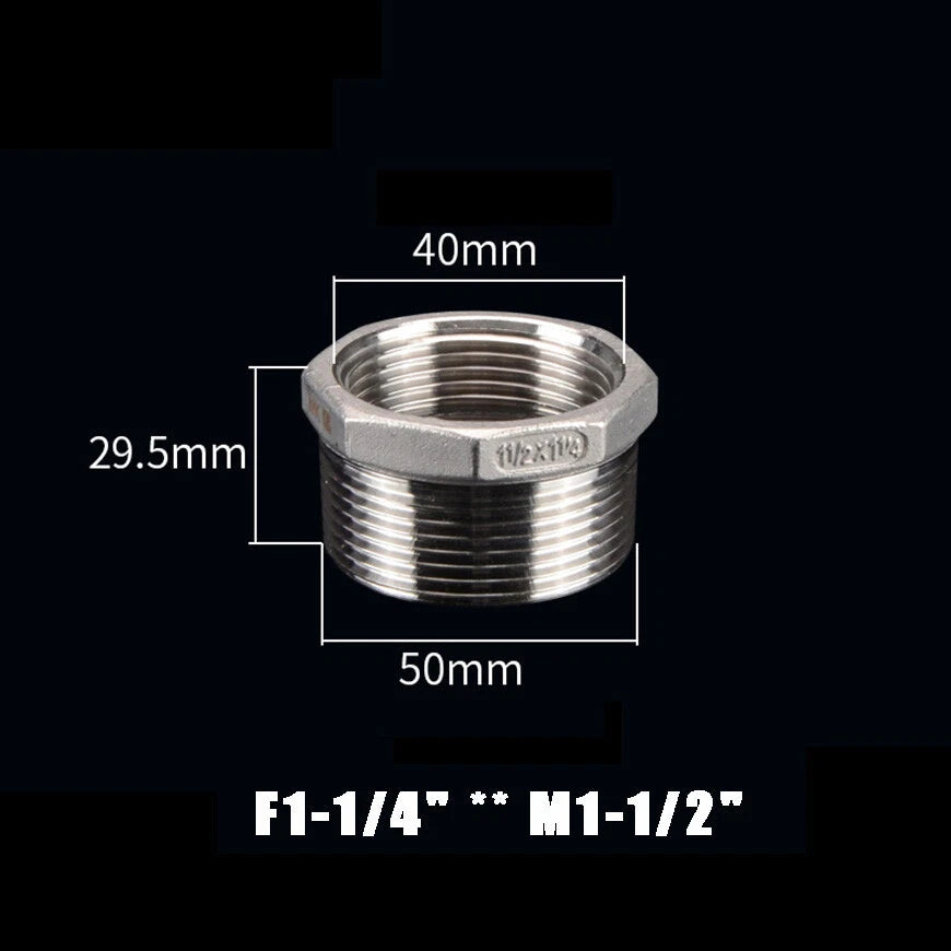 BSP Male to Female Reducing Bush Stainless Steel Pipe Fitting Adapter