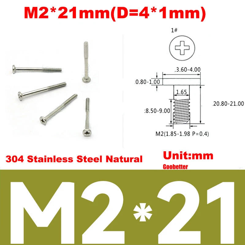 CM2/CM2.5/CM3/CM4 Ultra Thin Wafer Flat Head Phillips Screws – For Laptop & Computer Repair (M2–M4)