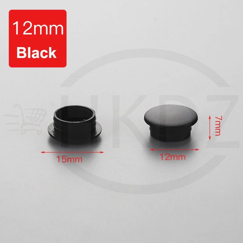 Plastic Screw Caps Covers – 5mm to 40mm Push-in Furniture Hole Plugs, Black, White and Brown