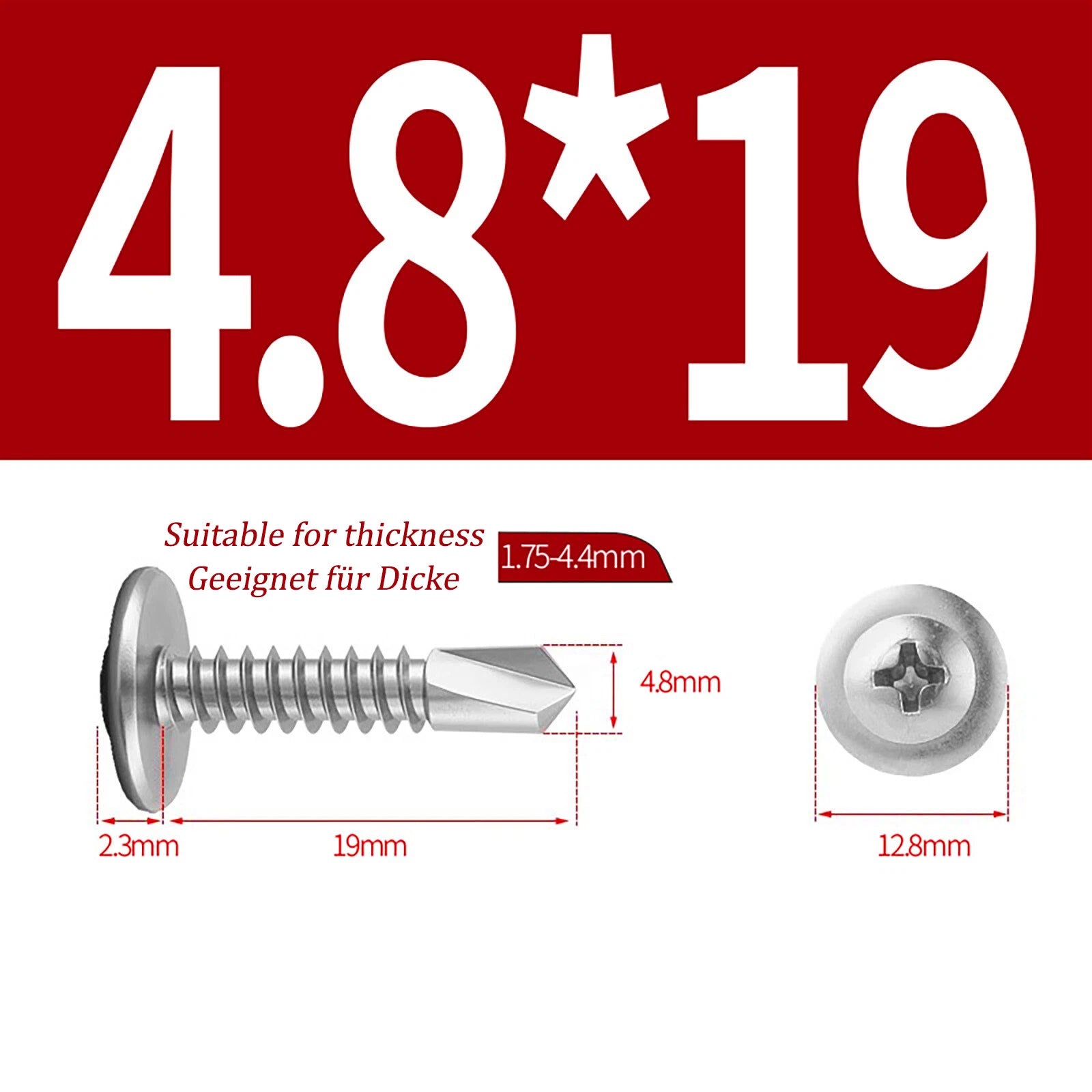 Self Drilling Wafer Head Screws – 304/410 Stainless & Galvanized Steel, M4.2 M4.8