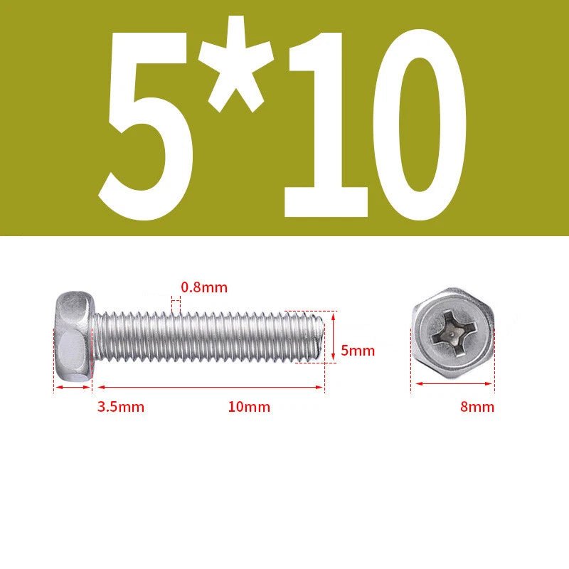 A2 Stainless Steel Hex Head Machine Screws – M3 M4 M5 M6 M8, Fully Threaded (304 Grade) - HomeDIYer