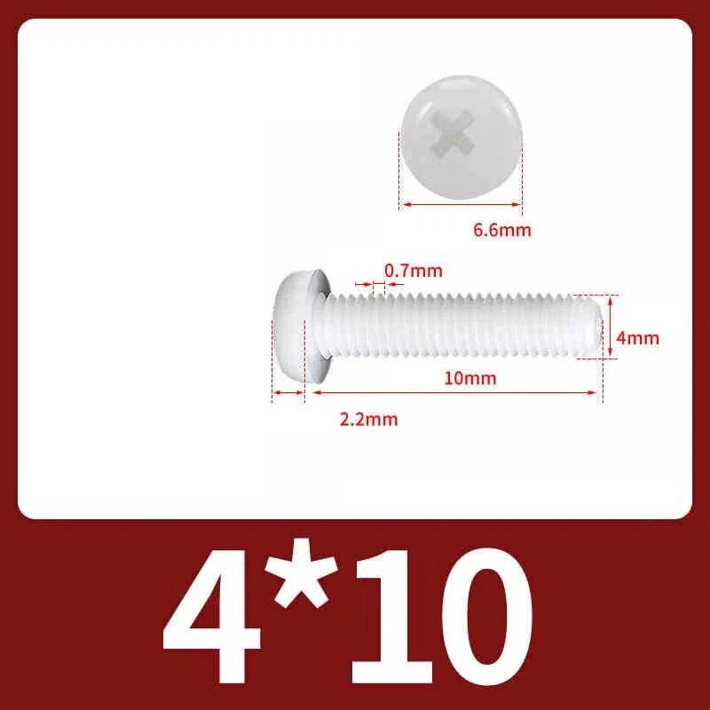 White Nylon Phillips Pan Head Machine Screws – M2 to M8, Non‑Conductive & Corrosion‑Free (PA66)