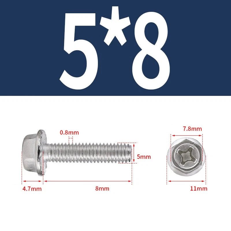 Phillips Hex Flange Screws 304 Stainless Steel M3–M8 | Dentate & Flat Flange - HomeDIYer