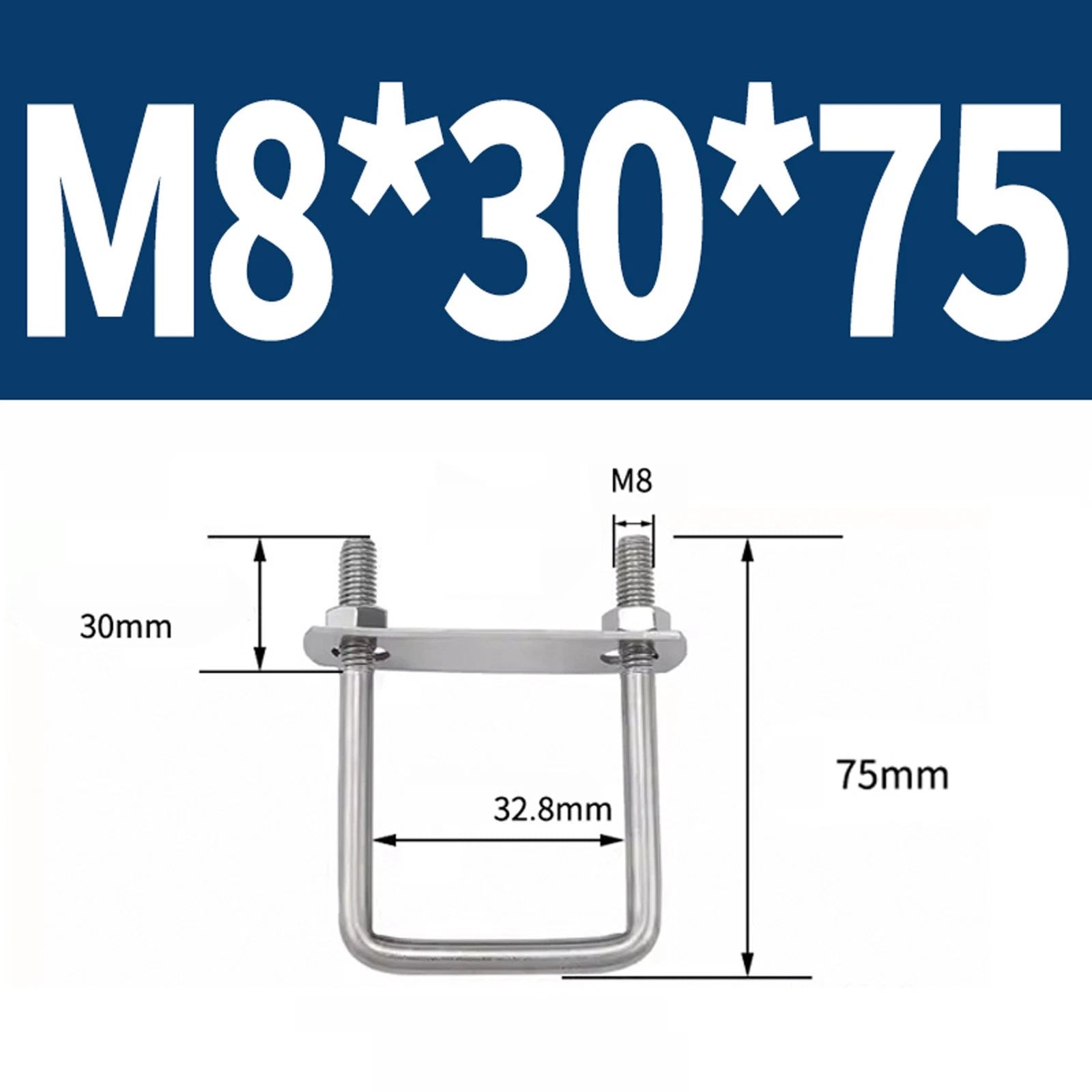M6 M8 M10 M12 U Bolt Plates & Nuts Standard U-Bolts Stainless Steel 304 Trailer