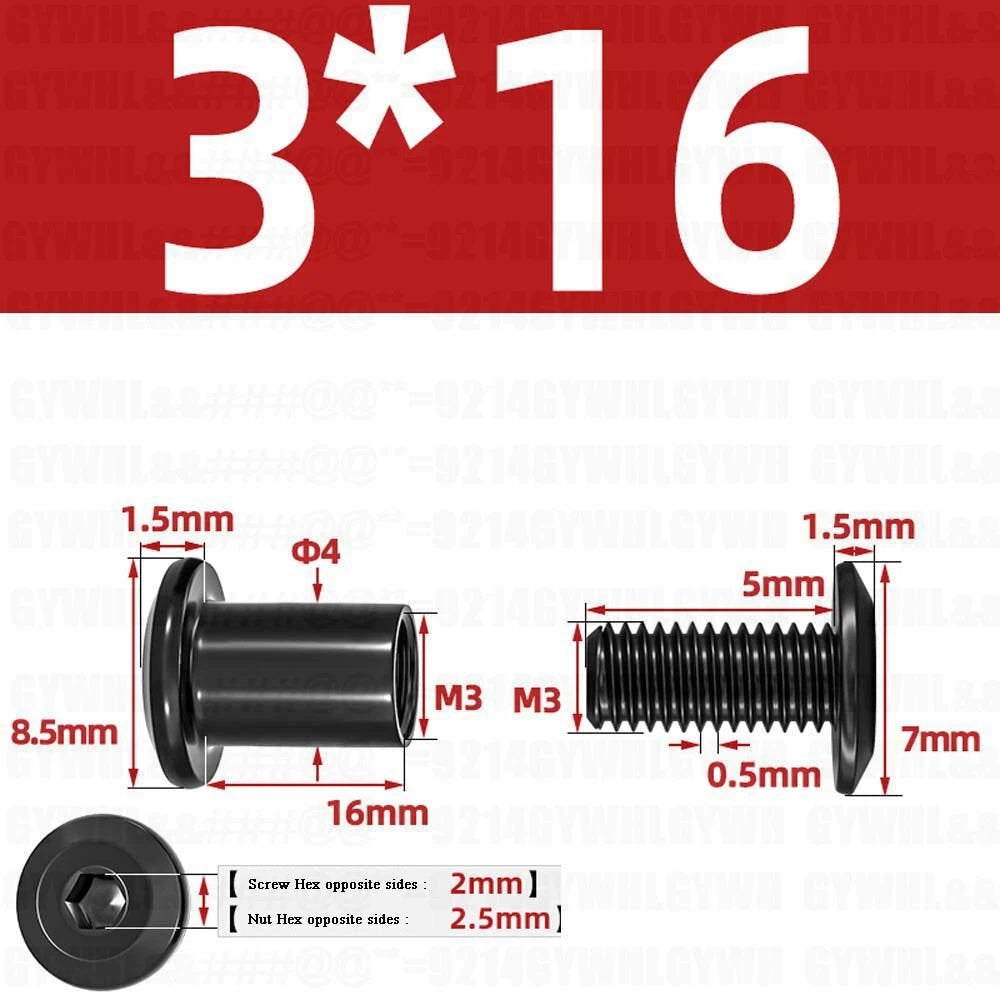 Metric Furniture Connector Bolts with End Cap Nuts — Stainless Steel M2 to M10