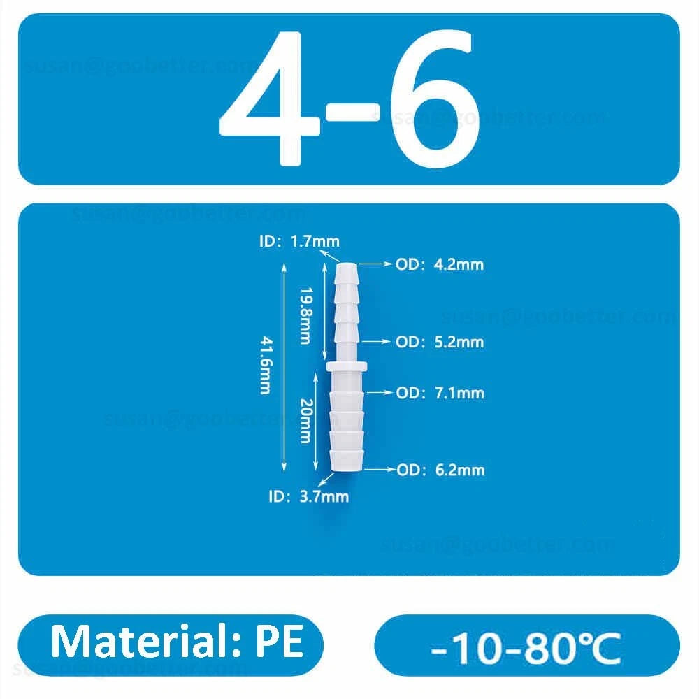 Straight Reducer Barbed Hose Connector — Plastic Joiner for Air & Water Tubing