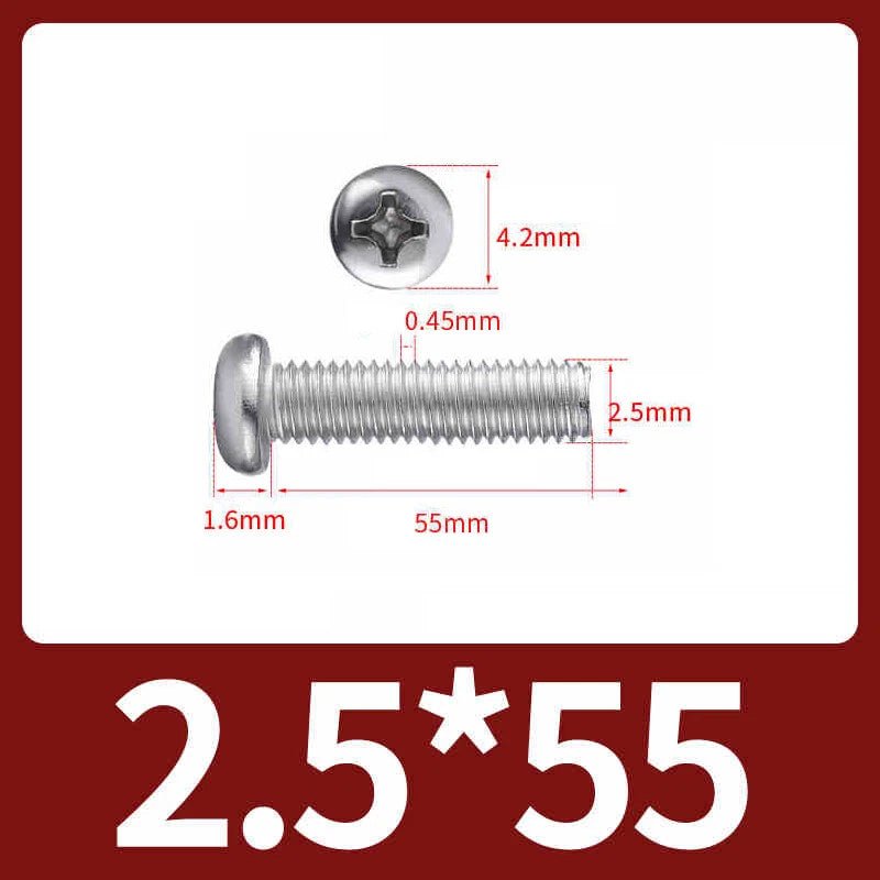 M2.5 Pozi Pan Head Machine Screws A2 Stainless Steel — Multiple Lengths - HomeDIYer