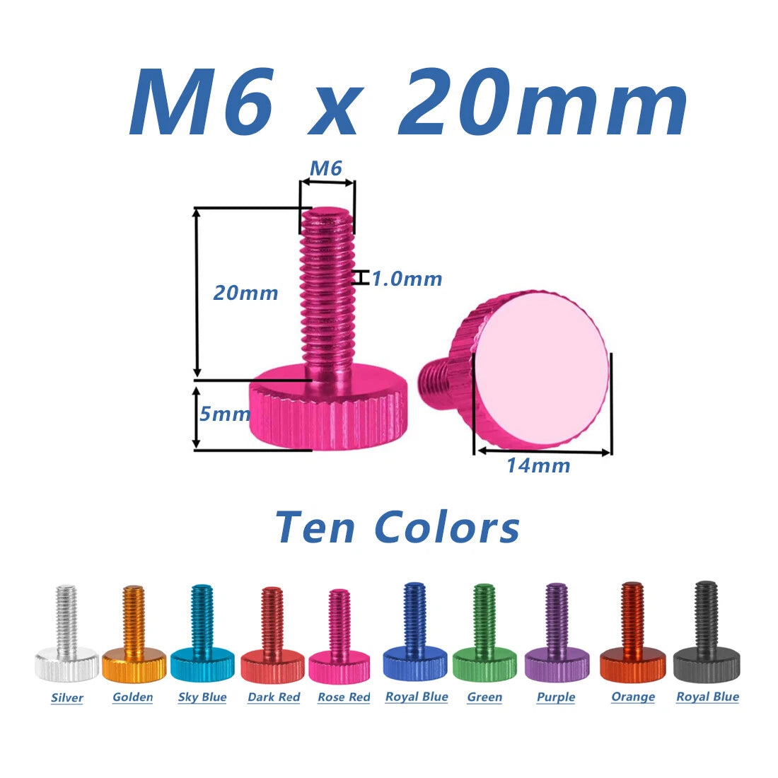 Knurled Thumb Screws Aluminum Alloy — M2 M2.5 M4 M5 M6 Flat Head Hand Grip Knob Bolts