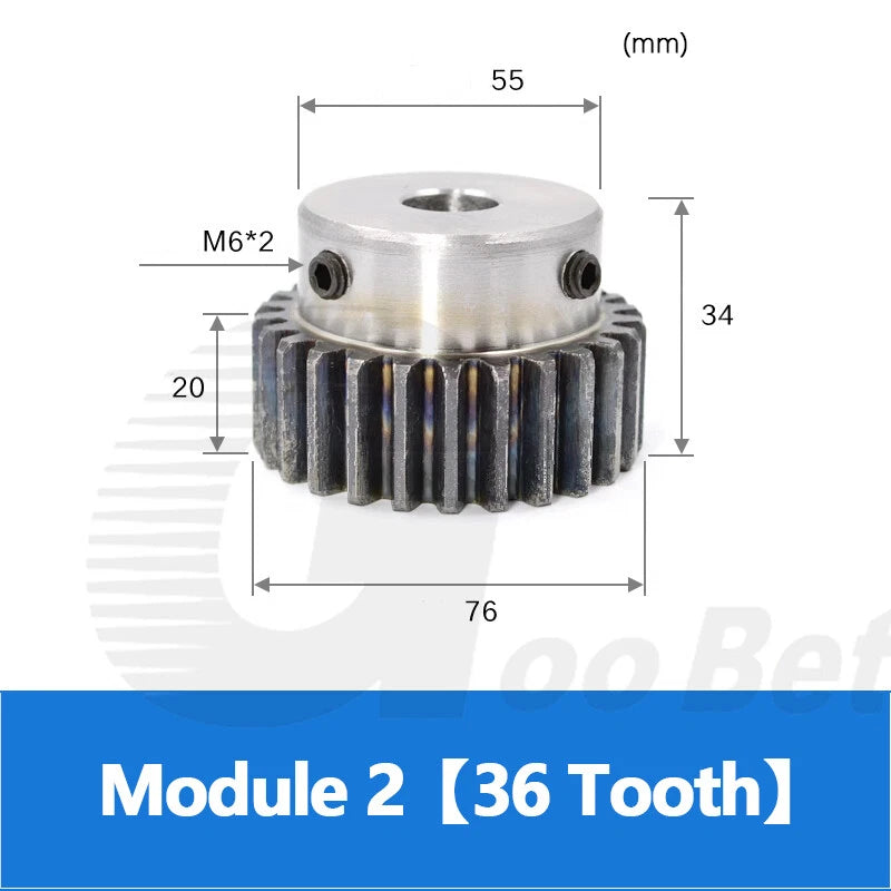 Mod 2 Spur Gear C45 Steel with Hub 12 - 60 Tooth Motor Pinion Hardened Precision