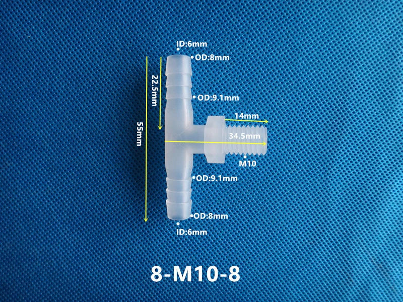 T-Type Plastic Pipe Fitting – Male Thread Barbed Tee Hose Connector (G & M Thread)