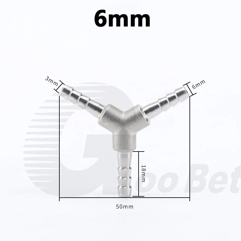 Stainless Steel Barbed Hose Connector — T-Piece & Y-Piece, 6mm–25mm