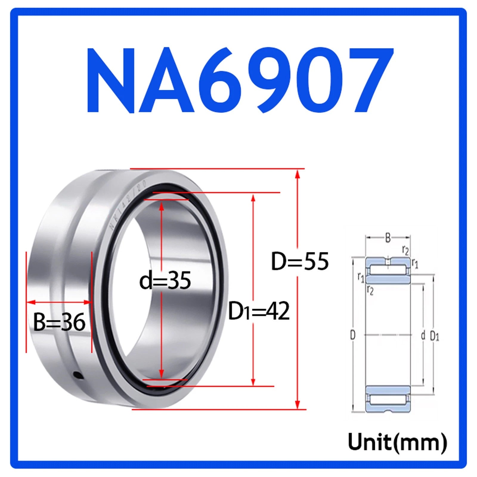 Needle Roller Bearings With Inner Ring High-Quality NA4900 - NA6920 ID 10-100mm