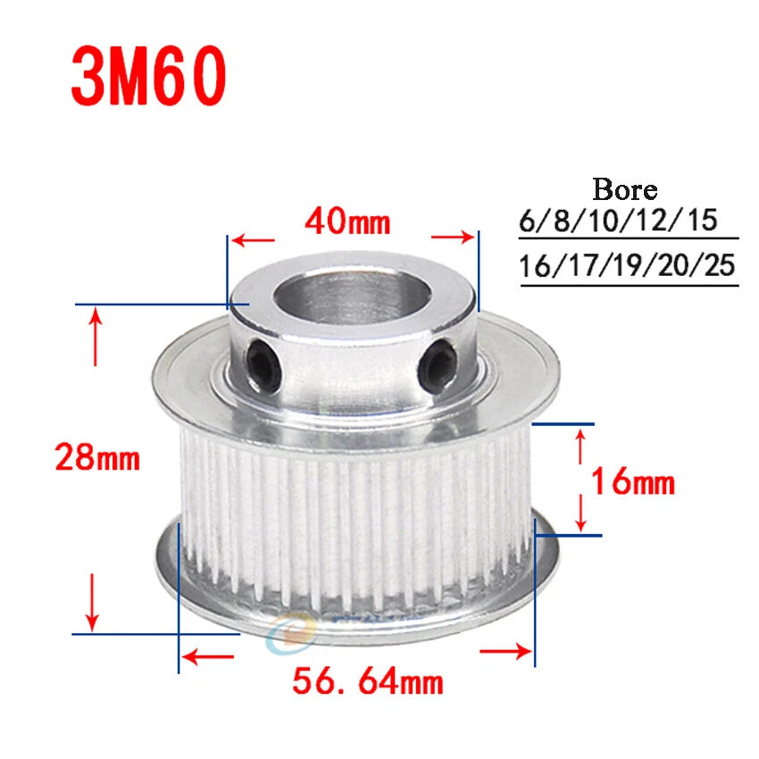 HTD-3M 12T-150T Timing Belt Pulley With Step Bore 8-25mm, For 15mm Width Belt