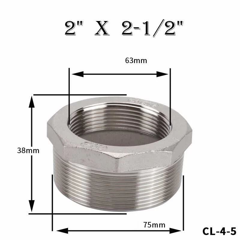 304 Stainless Steel Reducing Bush Adaptor | Male to Female NPT Pipe Fitting