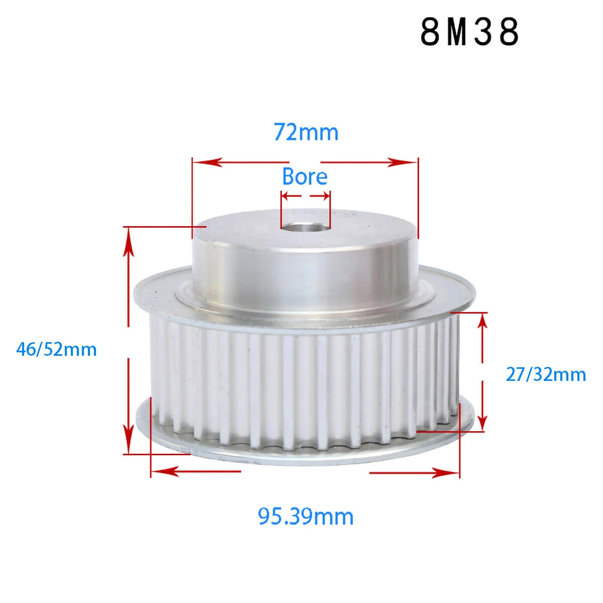 BF-type HTD8M 25mm-30mm Timing Belt Pulley 12 - 72 Tooth for CNC Step Motor
