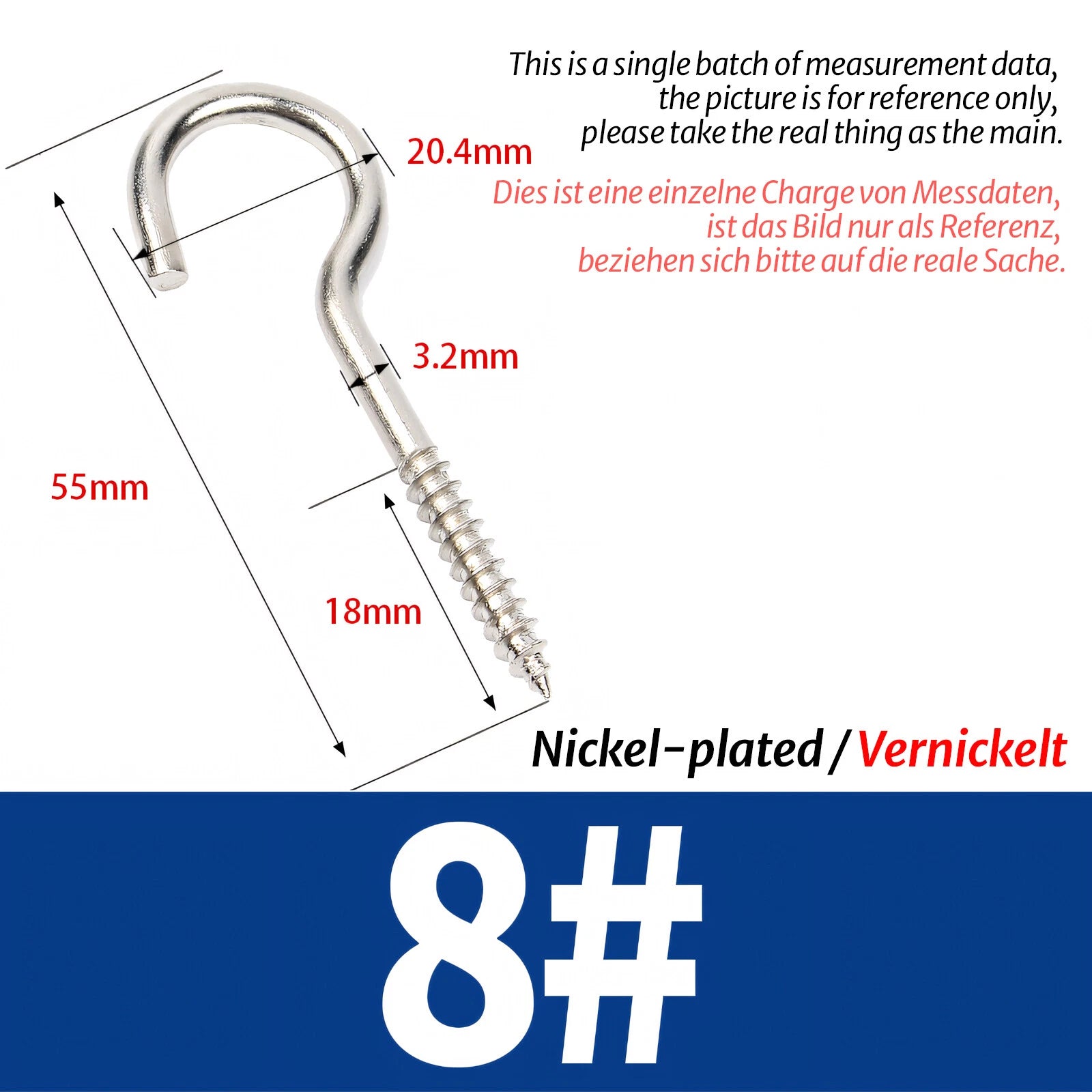 Screw-In Eye Hooks & Open Hooks — Nickel, Zinc & 304 Stainless, 16–106mm, All Sizes