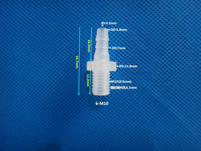 Aquarium Accessories Plastic Hose Barb Fitting Metric Thread Male Connector