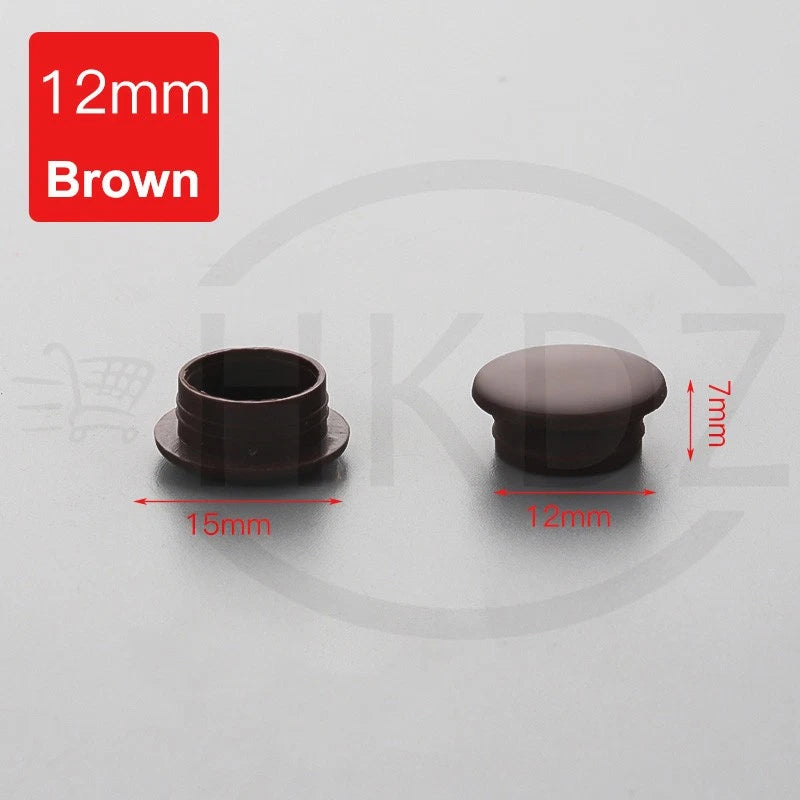 Plastic Screw Caps Covers – 5mm to 40mm Push-in Furniture Hole Plugs, Black, White and Brown