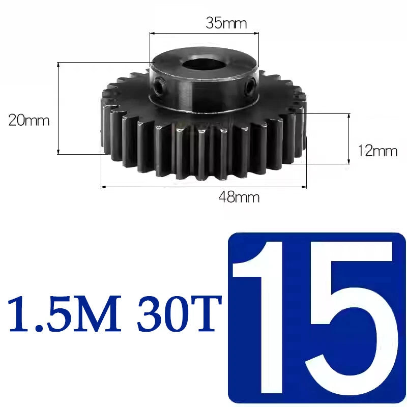 Spur Gears 1.5 Mod Transmission Gear With Step 45#Steel Pinion Motor Gear 15~50T