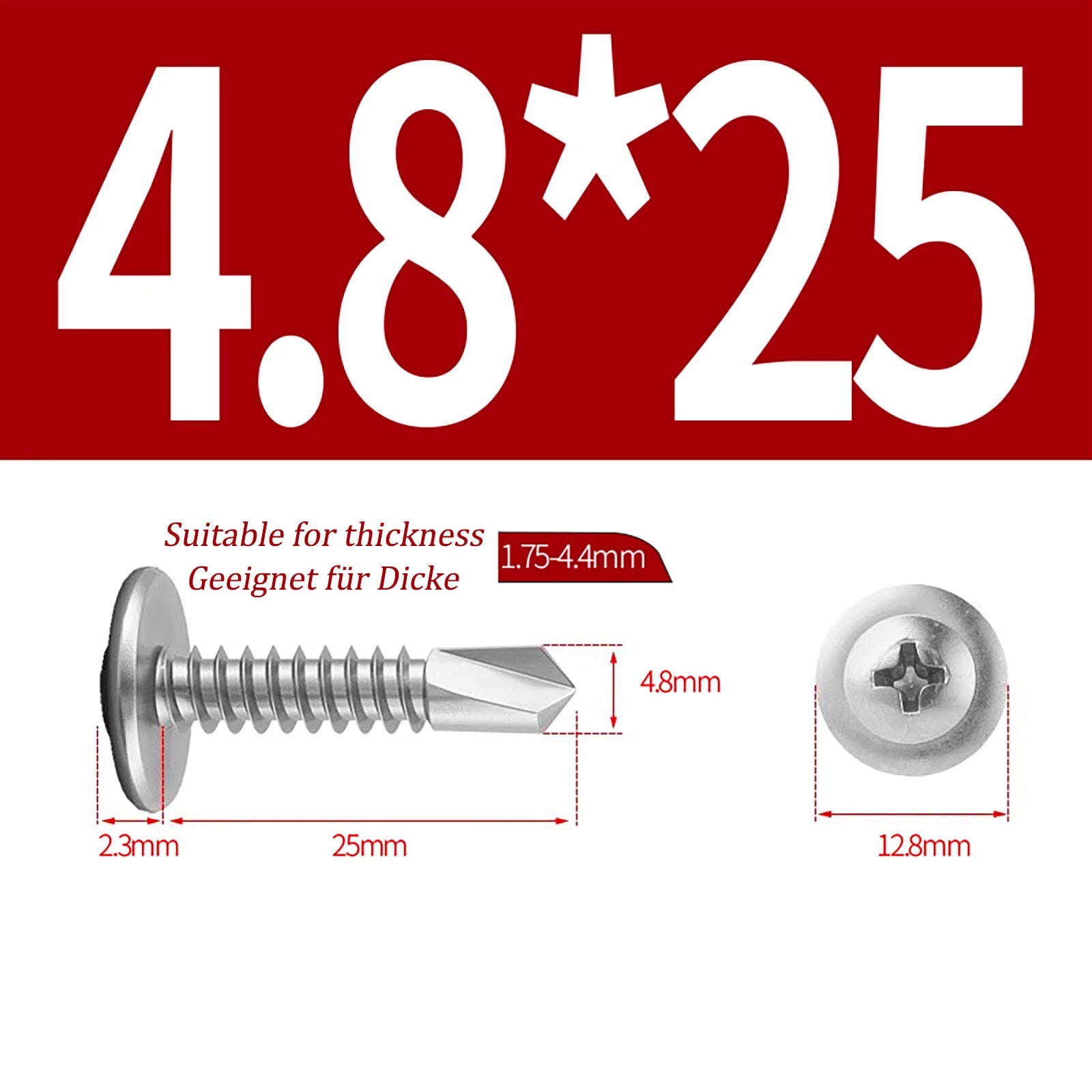 Self Drilling Wafer Head Screws – 304/410 Stainless & Galvanized Steel, M4.2 M4.8