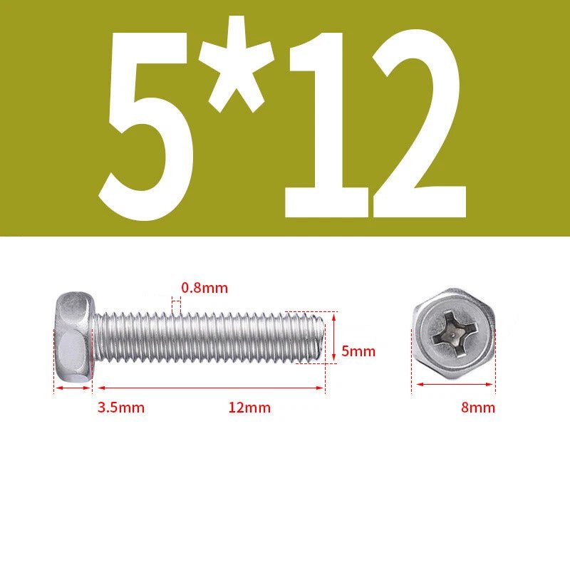 A2 Stainless Steel Hex Head Machine Screws – M3 M4 M5 M6 M8, Fully Threaded (304 Grade) - HomeDIYer