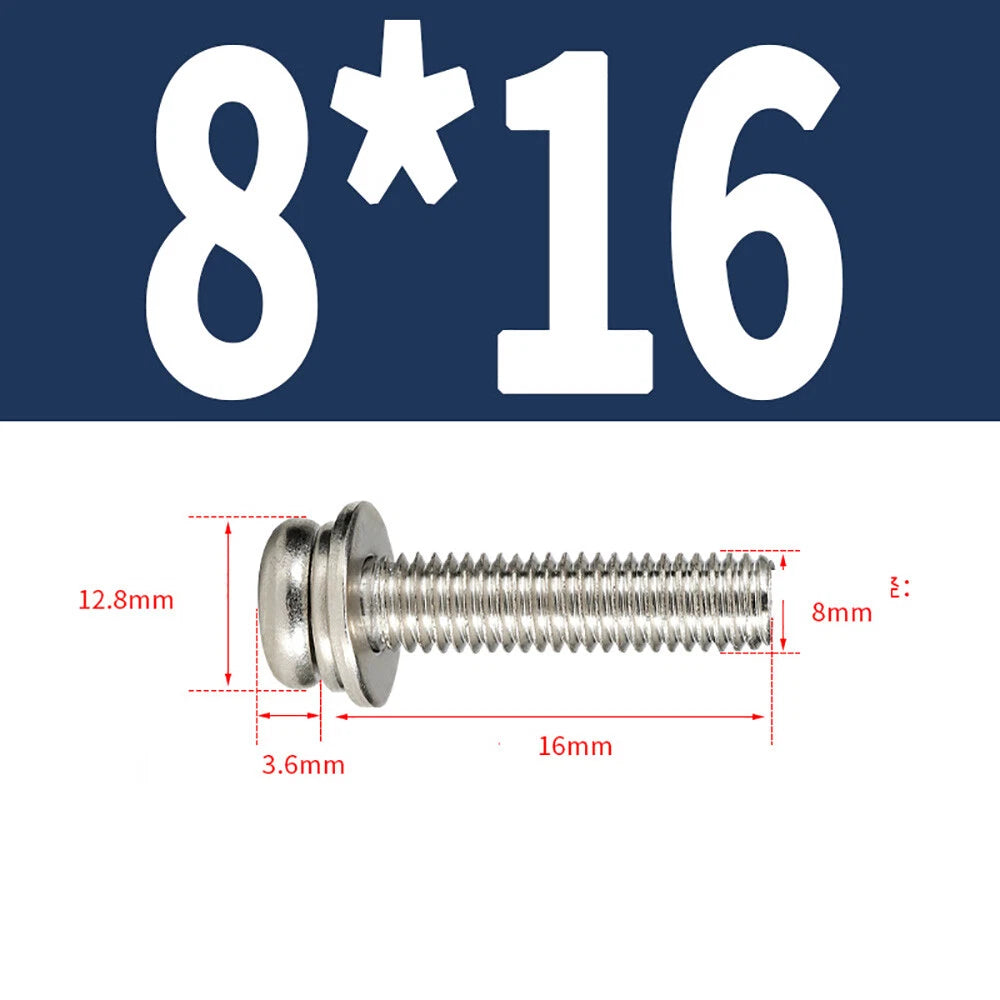 M5–M8 Phillips Pan Head Screws with Flat Washer – Nickel Plated or Black Zinc, Carbon Steel
