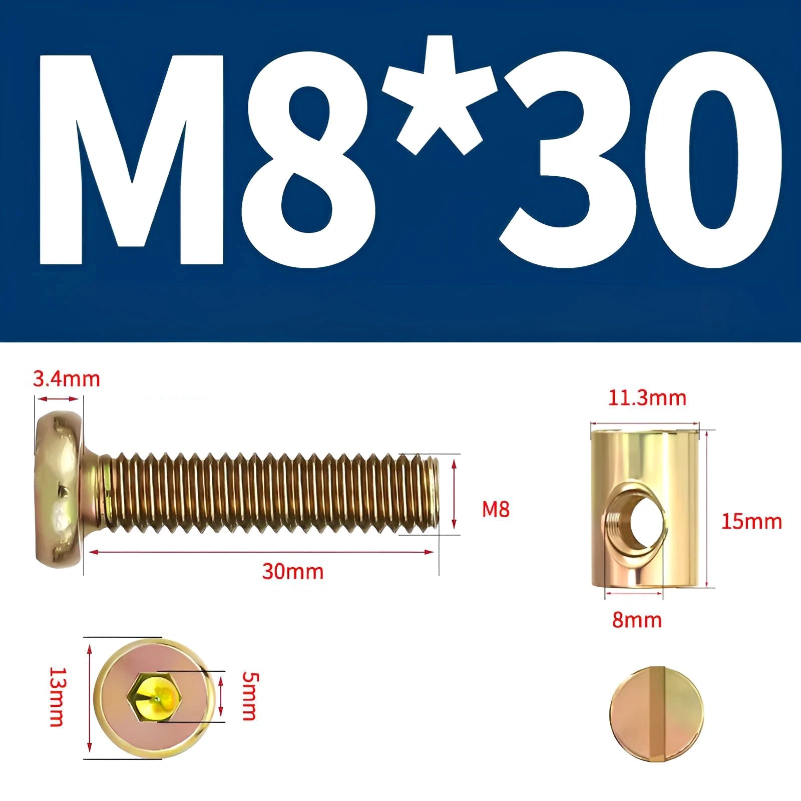 M6 M8 Galvanised Furniture Connecting Bolts with Barrel Nuts | Slotted & Phillips | 8mm–120mm