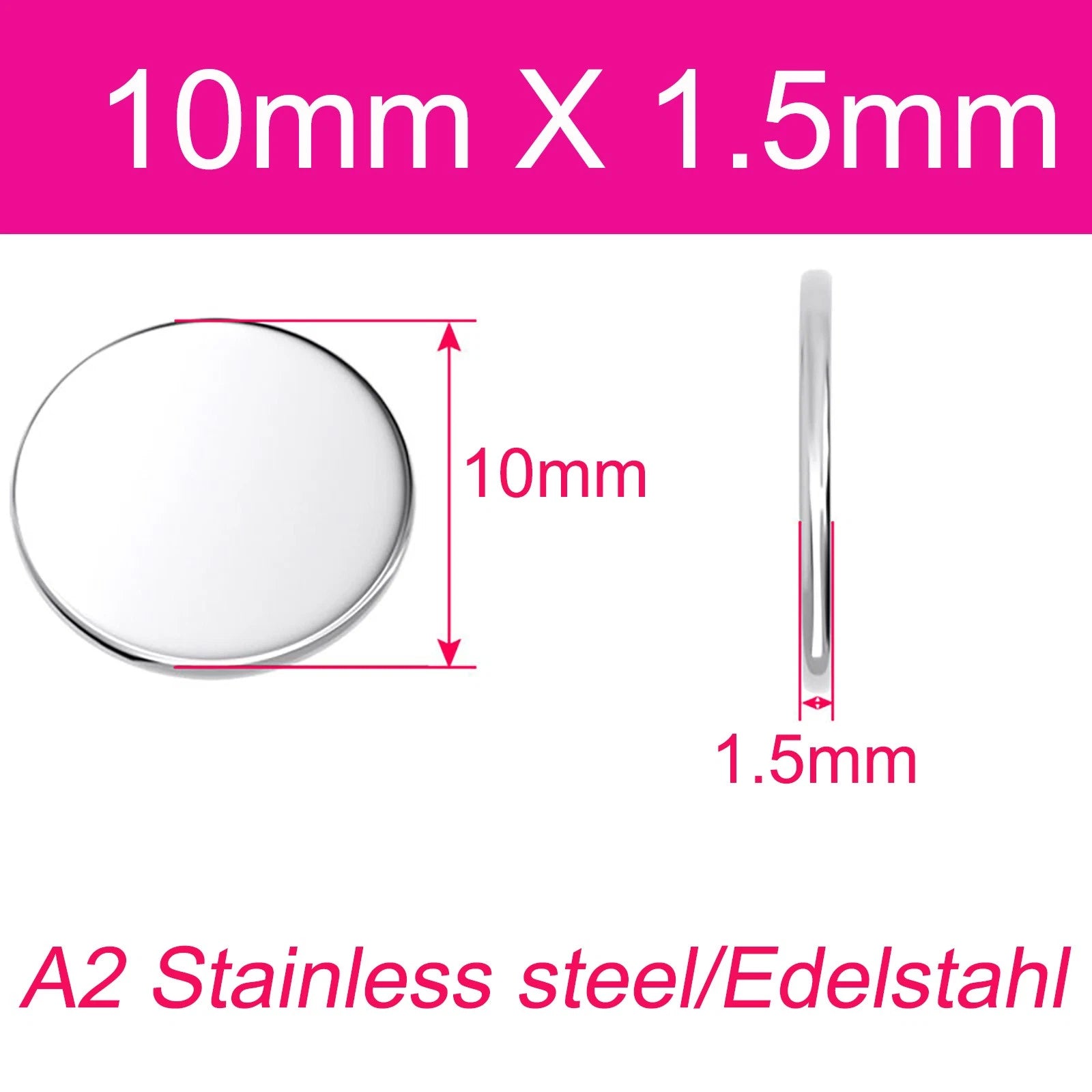 A2 304 Stainless Steel Round Plate Circular Sheet Disc Disk Thickness 1-4mm