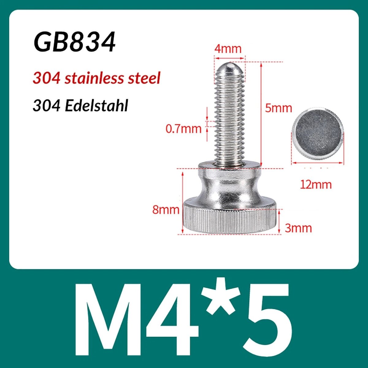 A2 Stainless Steel Knurled Thumb Screws – M2 to M10, Hand Turn Knob Bolts, 4 - 60mm Lengths - HomeDIYer