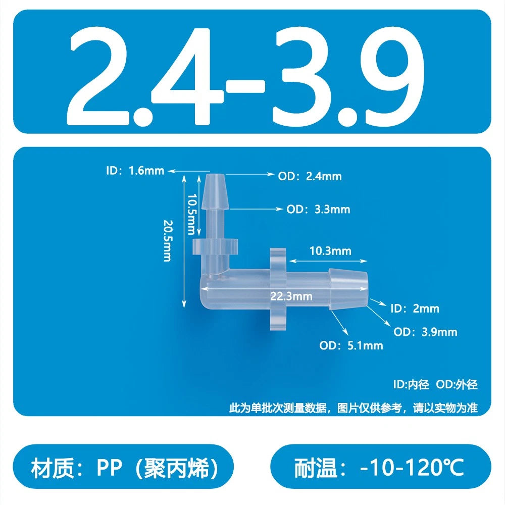 90° Elbow Plastic Barbed Joiner Reducer Connector Pipe Tube Hose Water 1.6-25mm