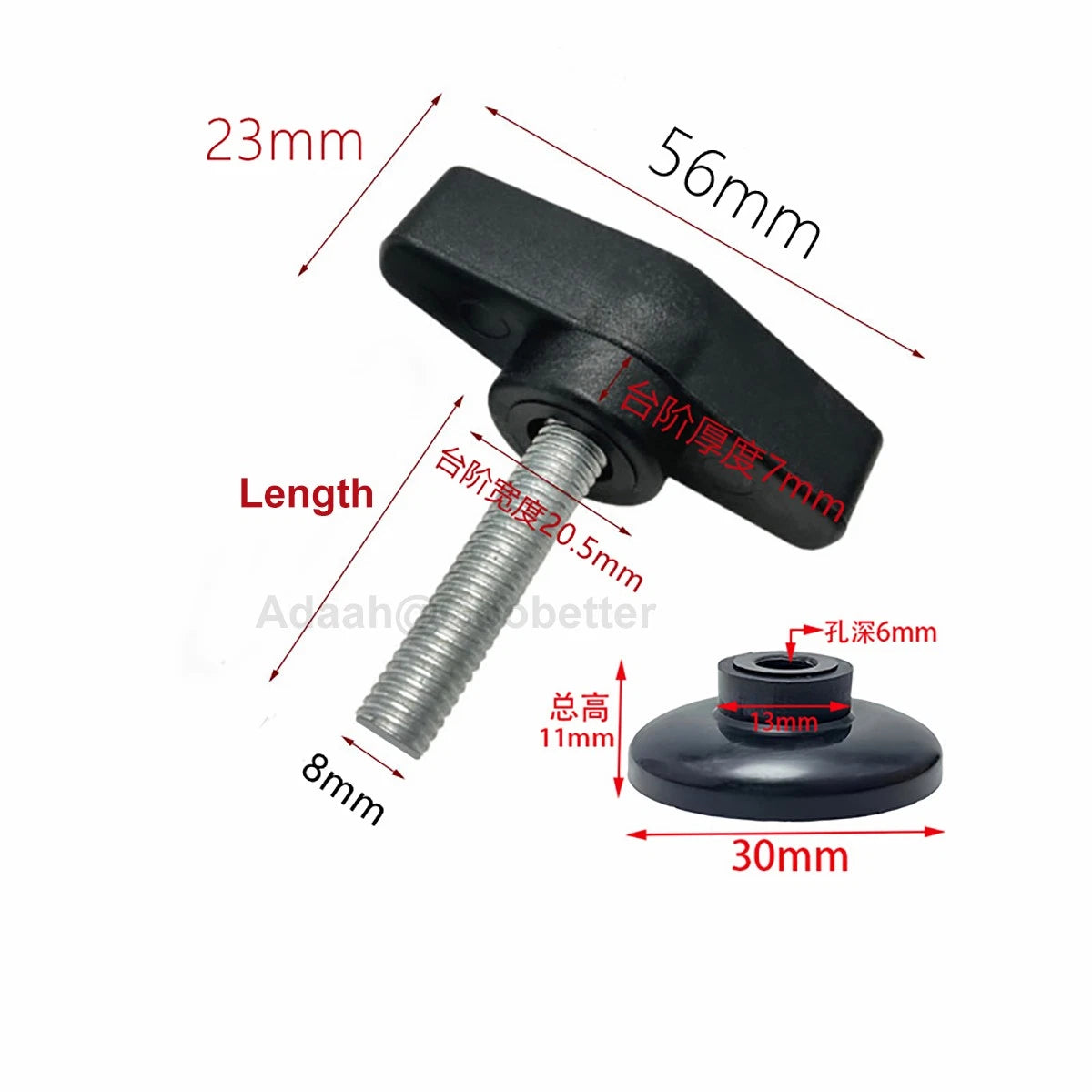 M6 M8 M10 Tee Wing Knobs Thumb Screws with Disc Pressure Plate Hand Grip Bolts