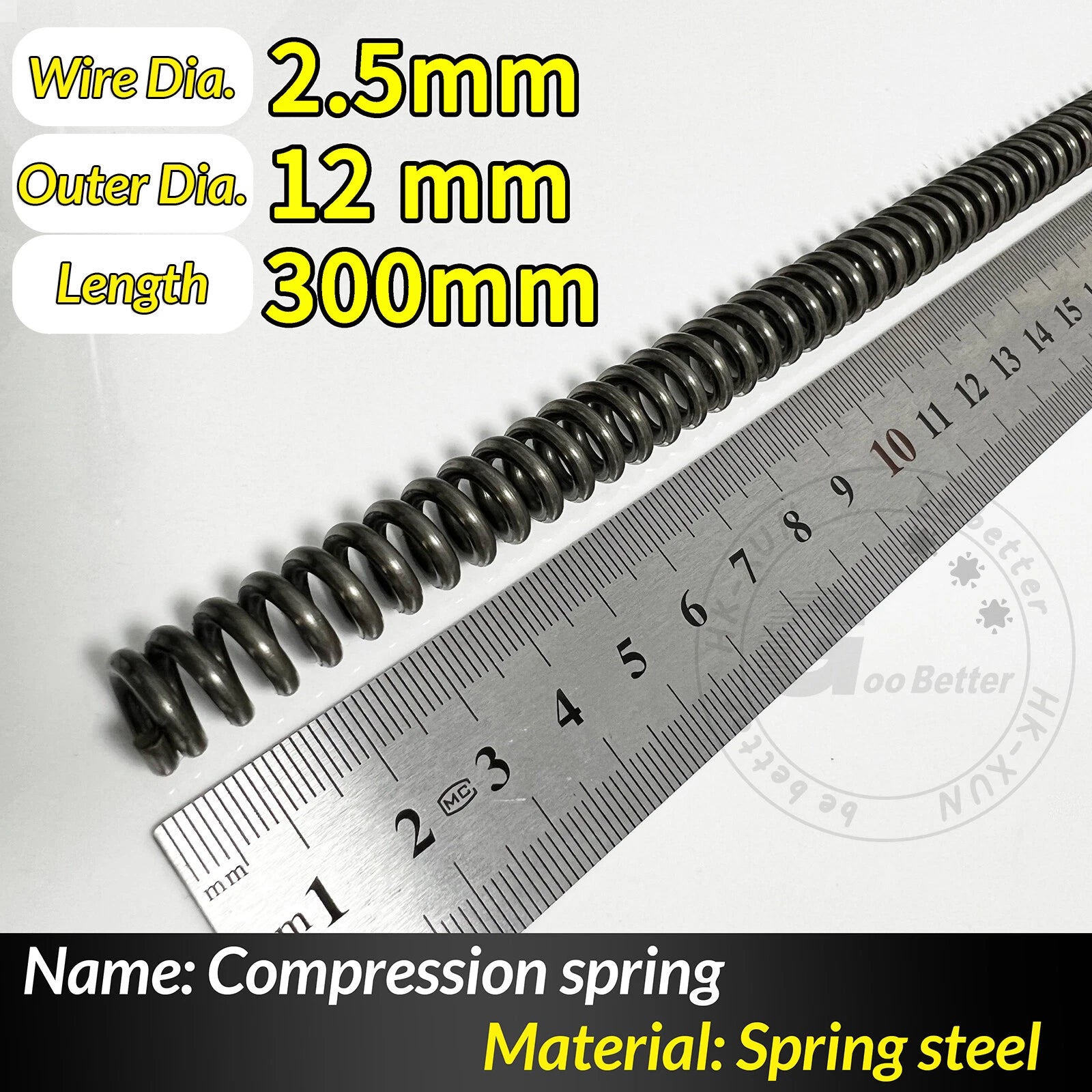 Compression Spring Pressure Springs, Wire Dia 2-3.5mm, OD 10-60mm, Length 300mm