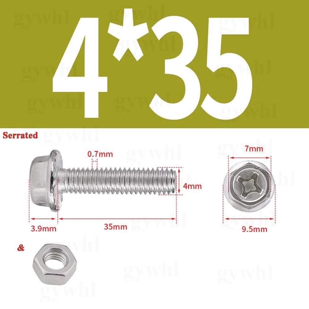 Phillips Hex Flange Bolts with Hex Nuts — Serrated & Smooth, M3–M8