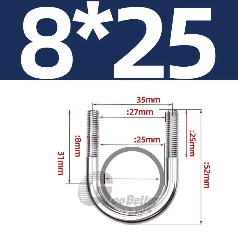 Square U - Bolts Stainless Steel — M6 to M24 | 304 A2 & 316 A4 Marine Grade - HomeDIYer